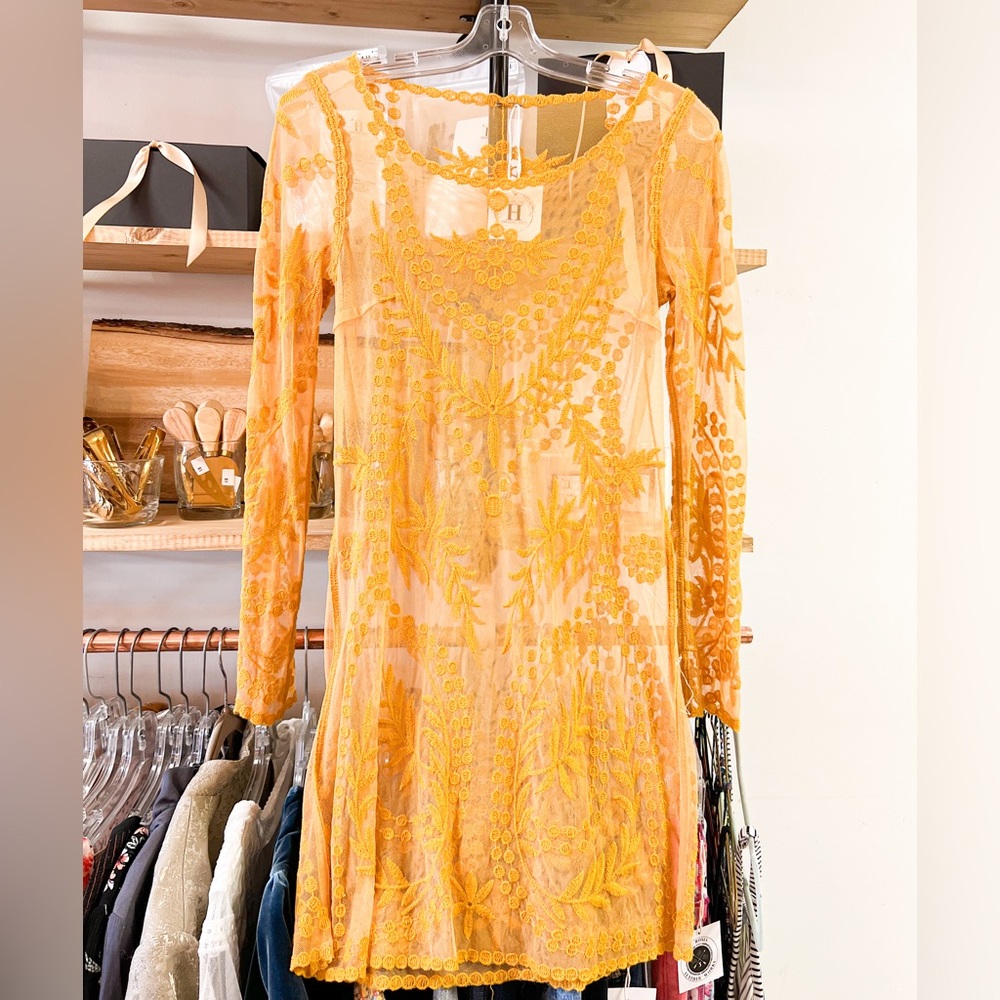 Saffron Embroidered Overlay Dress
